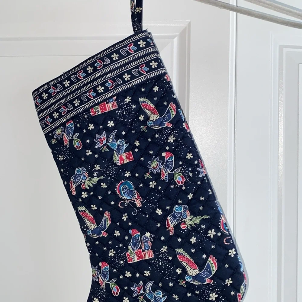 Vera Bradley quilted Christmas‎ stocking blue Owls birds